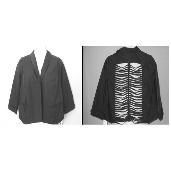 Tattoo Me Black Rear Artsy Cutout Jacket Large - Picture 1 of 4